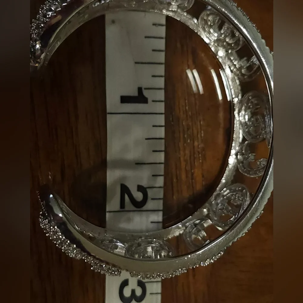 REPOSTED ESPO 925 Sterling Silver Cubic Zirconia Swirl Pattern Cuff Bracelet - Picture 5 of 11